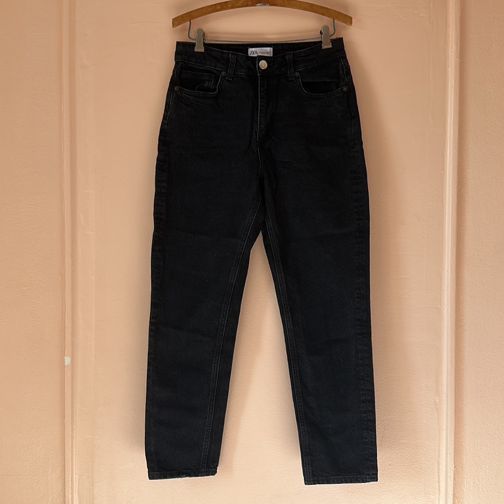 Zara High Waisted Denim Jeans in Black